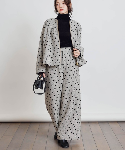 PICCIN（ピッチン）の「【セットアップ可能】フロッキーハートヘリンボーンブルゾン（ブルゾン・レディース・モカ/ベージュ・M）」の15枚目の写真