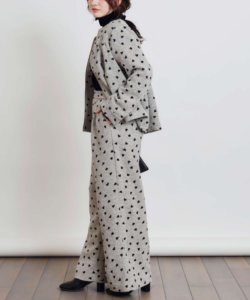 PICCIN（ピッチン）の「【セットアップ可能】フロッキーハートヘリンボーンブルゾン（ブルゾン・レディース・モカ/ベージュ・M）」の16枚目の写真