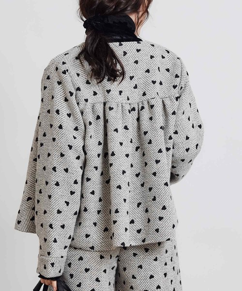 PICCIN（ピッチン）の「【セットアップ可能】フロッキーハートヘリンボーンブルゾン（ブルゾン・レディース・モカ/ベージュ・M）」の14枚目の写真