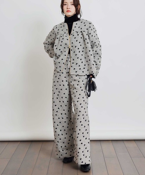 PICCIN（ピッチン）の「【セットアップ可能】フロッキーハートヘリンボーンブルゾン（ブルゾン・レディース・モカ/ベージュ・M）」の20枚目の写真