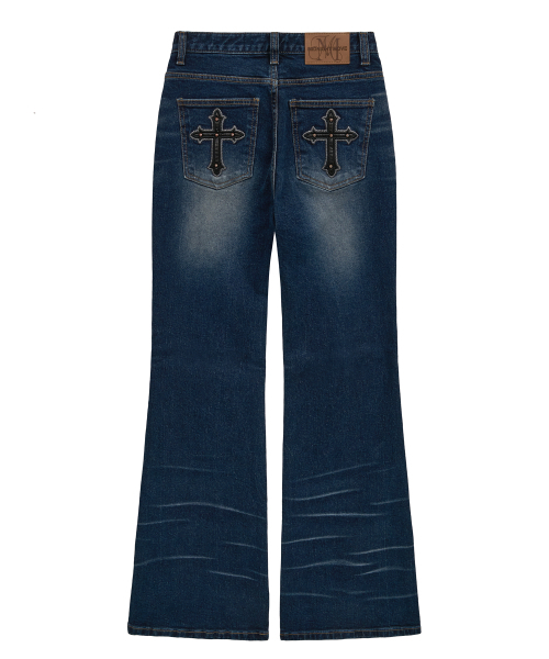 Midnight Move（ミッドナイトムーブ）の「cross boots cut (blue)（デニムパンツ・レディース・その他・SMALL/MEDIUM）」の4枚目の写真