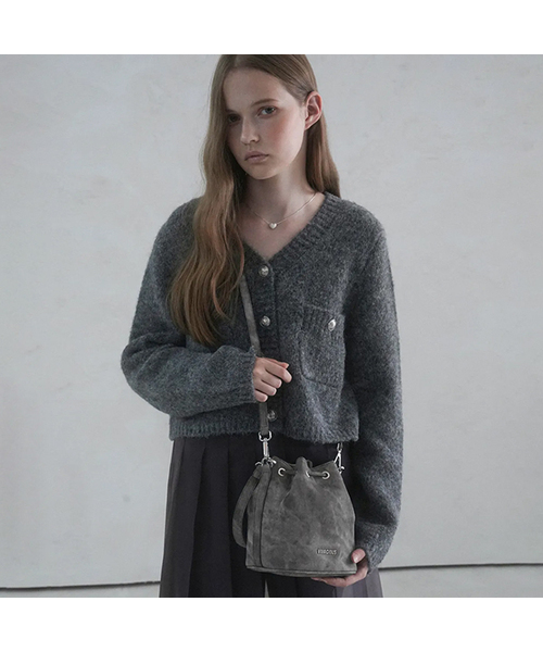 Vivacious（ビバシャス）の「Gwyneth Bucket Bag - 7COL（トートバッグ・レディース・アイボリー/グレイッシュブルー/クリアブラック/ブラックミックス/ブラウン/ピンク/ブラック・FREE）」の4枚目の写真