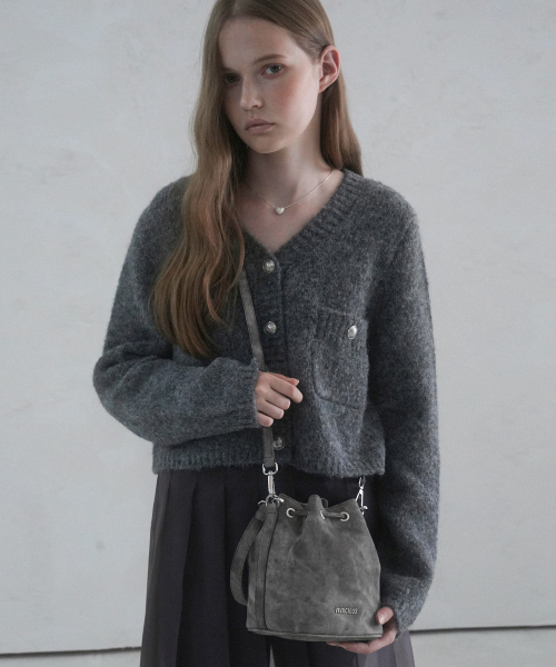 Vivacious（ビバシャス）の「Gwyneth Bucket Bag - 7COL（トートバッグ・レディース・アイボリー/グレイッシュブルー/クリアブラック/ブラックミックス/ブラウン/ピンク/ブラック・FREE）」の14枚目の写真