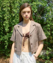Classic Linen Short Jacket_ Brown