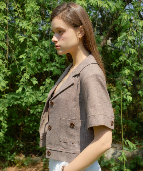 SALON DE YOHN(サロンドヨーン)の「Classic Linen Short Jacket_ Brown(その他アウター・レディース・その他・SMALL/MEDIUM)」の3枚目の写真