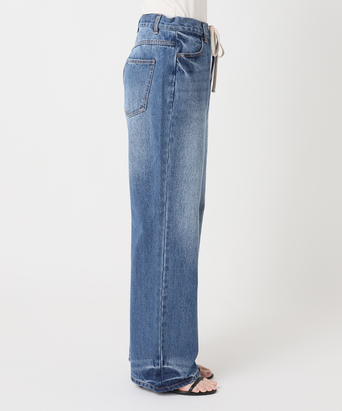 B.C STOCK(ベーセーストック)の「【WEB限定】ウォッシャブル /ドロストデニム(デニムパンツ・レディース・ブラック/サックスブルー・36/38)」の7枚目の写真