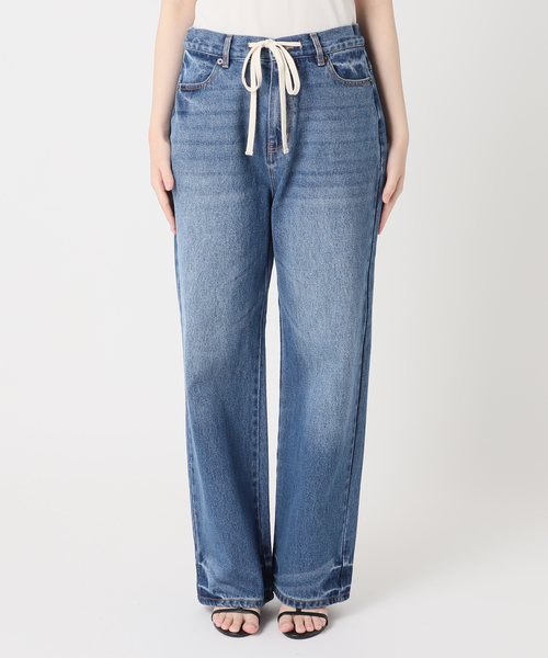 B.C STOCK(ベーセーストック)の「【WEB限定】ウォッシャブル /ドロストデニム(デニムパンツ・レディース・ブラック/サックスブルー・36/38)」の5枚目の写真