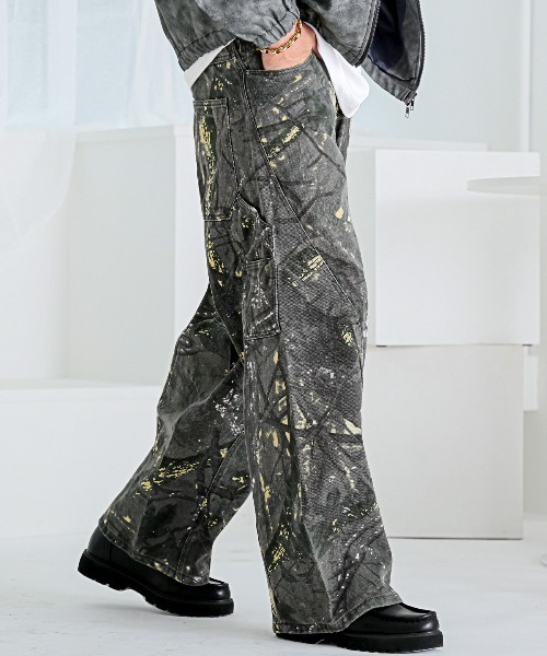 LUXSTYLE(ラグスタイル)の「総柄ワイドペインターデニムパンツ(カーゴパンツ・メンズ・レオパード/リアルツリーカモ/カモフラージュ・M/L)」の6枚目の写真