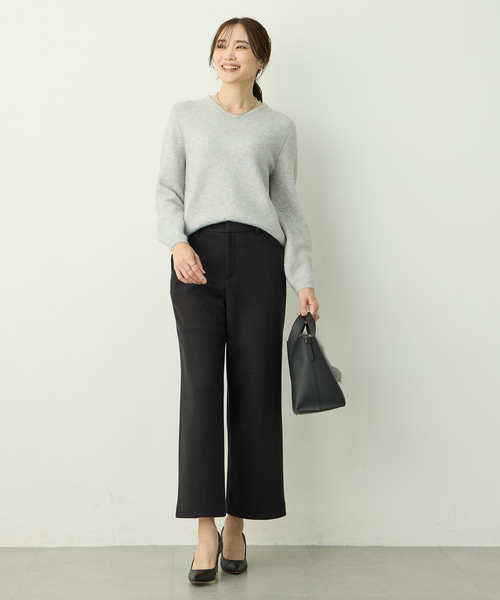 A/C DESIGN BY ALPHA CUBIC（エーシーデザインバイアルファキュービック）の「起毛ストレッチワイドパンツ【ウエストゴム】（その他パンツ・レディース・ブラック/ライトグレー・61/64/67）」の16枚目の写真