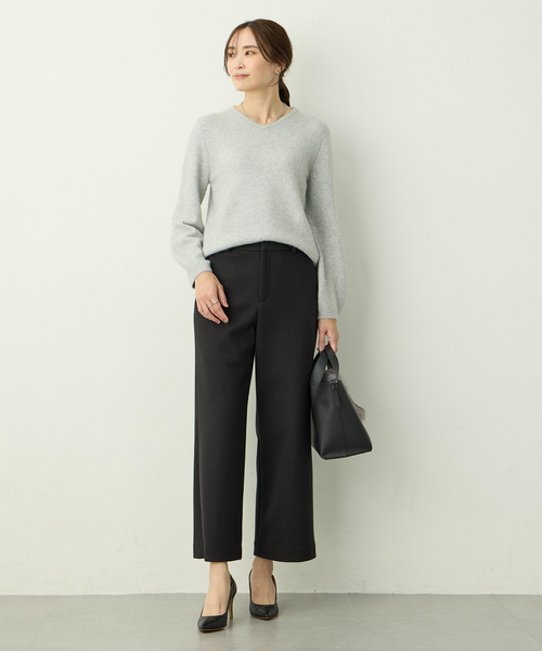 A/C DESIGN BY ALPHA CUBIC（エーシーデザインバイアルファキュービック）の「起毛ストレッチワイドパンツ【ウエストゴム】（その他パンツ・レディース・ブラック/ライトグレー・61/64/67）」の17枚目の写真