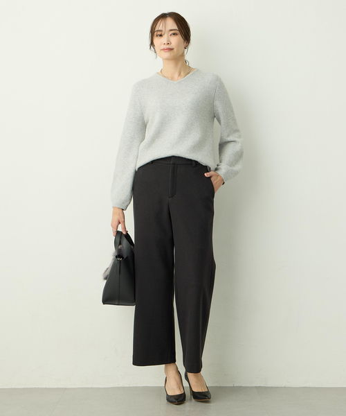 A/C DESIGN BY ALPHA CUBIC（エーシーデザインバイアルファキュービック）の「起毛ストレッチワイドパンツ【ウエストゴム】（その他パンツ・レディース・ブラック/ライトグレー・61/64/67）」の18枚目の写真