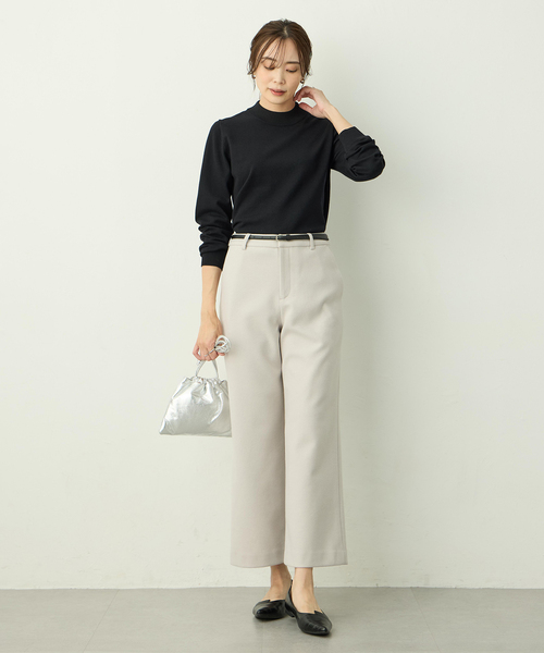 A/C DESIGN BY ALPHA CUBIC（エーシーデザインバイアルファキュービック）の「起毛ストレッチワイドパンツ【ウエストゴム】（その他パンツ・レディース・ブラック/ライトグレー・61/64/67）」の20枚目の写真