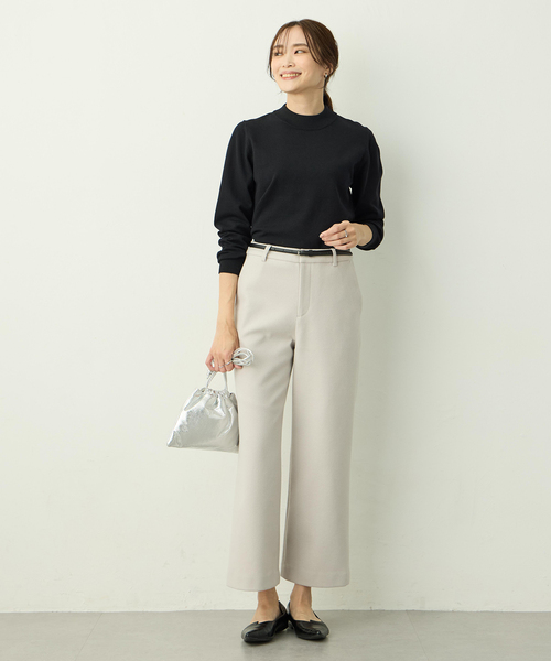 A/C DESIGN BY ALPHA CUBIC（エーシーデザインバイアルファキュービック）の「起毛ストレッチワイドパンツ【ウエストゴム】（その他パンツ・レディース・ブラック/ライトグレー・61/64/67）」の21枚目の写真