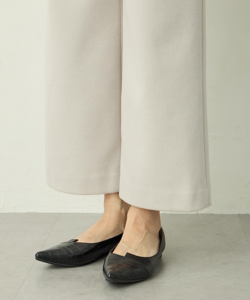 A/C DESIGN BY ALPHA CUBIC（エーシーデザインバイアルファキュービック）の「起毛ストレッチワイドパンツ【ウエストゴム】（その他パンツ・レディース・ブラック/ライトグレー・61/64/67）」の3枚目の写真