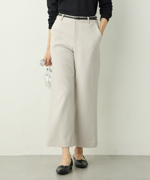 A/C DESIGN BY ALPHA CUBIC（エーシーデザインバイアルファキュービック）の「起毛ストレッチワイドパンツ【ウエストゴム】（その他パンツ・レディース・ブラック/ライトグレー・61/64/67）」の4枚目の写真