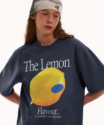 カラー レモン オーバーサイズ Tシャツ (ネイビー)