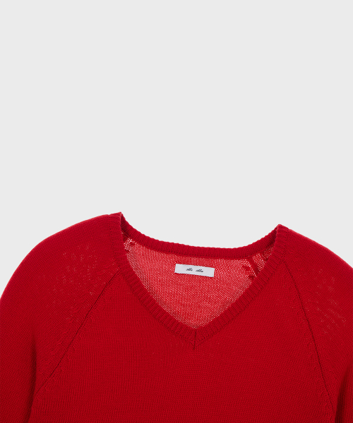 ALKI ALKA（アルキアルカ）の「V-Neck Frill Knit (Red)（ニット/セーター・レディース・レッド・FREE）」の5枚目の写真