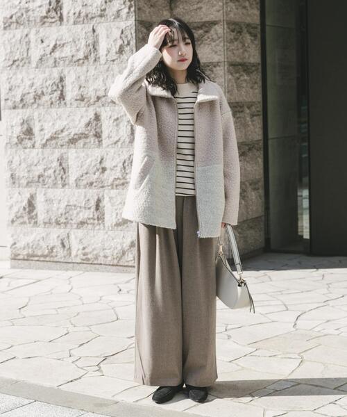 ITEMS URBANRESEARCH(アイテムズ アーバンリサーチ)の「ボア切替ジャケット(その他アウター・レディース・グレー/ライトベージュ・FREE)」の7枚目の写真