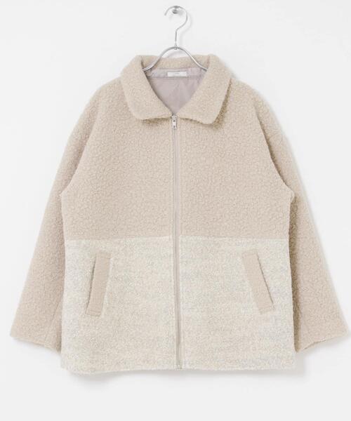 ITEMS URBANRESEARCH(アイテムズ アーバンリサーチ)の「ボア切替ジャケット(その他アウター・レディース・グレー/ライトベージュ・FREE)」の9枚目の写真