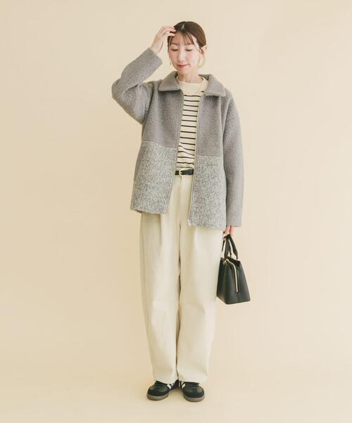 ITEMS URBANRESEARCH(アイテムズ アーバンリサーチ)の「ボア切替ジャケット(その他アウター・レディース・グレー/ライトベージュ・FREE)」の13枚目の写真