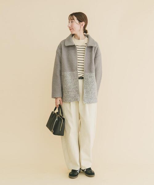ITEMS URBANRESEARCH(アイテムズ アーバンリサーチ)の「ボア切替ジャケット(その他アウター・レディース・グレー/ライトベージュ・FREE)」の14枚目の写真