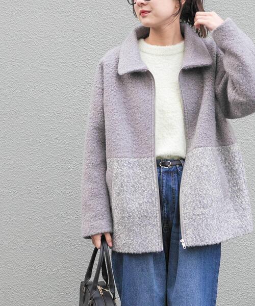 ITEMS URBANRESEARCH(アイテムズ アーバンリサーチ)の「ボア切替ジャケット(その他アウター・レディース・グレー/ライトベージュ・FREE)」の15枚目の写真