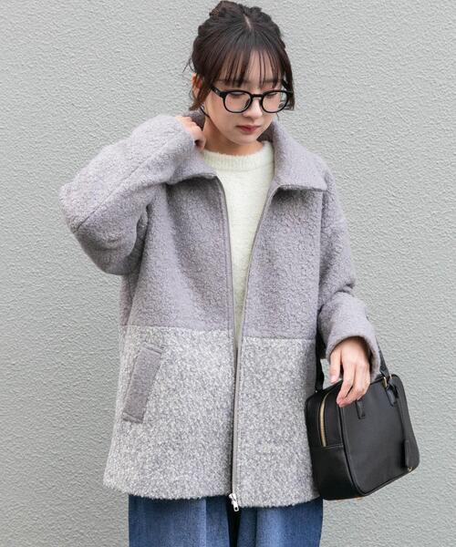 ITEMS URBANRESEARCH(アイテムズ アーバンリサーチ)の「ボア切替ジャケット(その他アウター・レディース・グレー/ライトベージュ・FREE)」の16枚目の写真