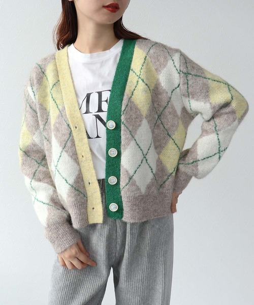Cepica（セピカ）の「アーガイル柄カーディガン（カーディガン/ボレロ・レディース・グレー系その他/ベージュ系その他・FREE）」の2枚目の写真