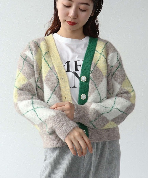 Cepica（セピカ）の「アーガイル柄カーディガン（カーディガン/ボレロ・レディース・グレー系その他/ベージュ系その他・FREE）」の6枚目の写真