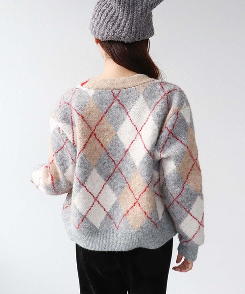 Cepica（セピカ）の「アーガイル柄カーディガン（カーディガン/ボレロ・レディース・グレー系その他/ベージュ系その他・FREE）」の8枚目の写真