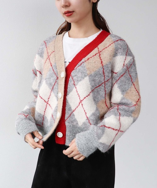 Cepica（セピカ）の「アーガイル柄カーディガン（カーディガン/ボレロ・レディース・グレー系その他/ベージュ系その他・FREE）」の5枚目の写真