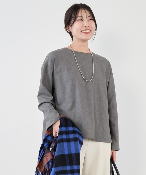 MICA&DEAL(マイカ&ディール)の「ボートネック裏起毛ブラウス〈セットアップ対応〉(シャツ/ブラウス・レディース・ライトベージュ/ブラック/グレー・FREE)」の5枚目の写真