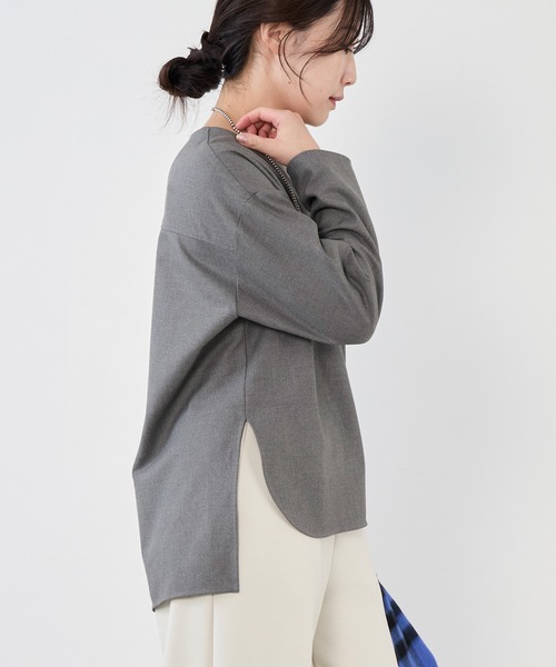 MICA&DEAL(マイカ&ディール)の「ボートネック裏起毛ブラウス〈セットアップ対応〉(シャツ/ブラウス・レディース・ライトベージュ/ブラック/グレー・FREE)」の6枚目の写真