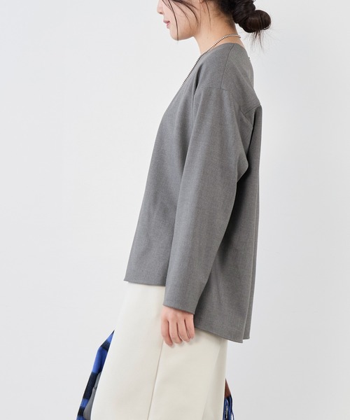 MICA&DEAL(マイカ&ディール)の「ボートネック裏起毛ブラウス〈セットアップ対応〉(シャツ/ブラウス・レディース・ライトベージュ/ブラック/グレー・FREE)」の7枚目の写真