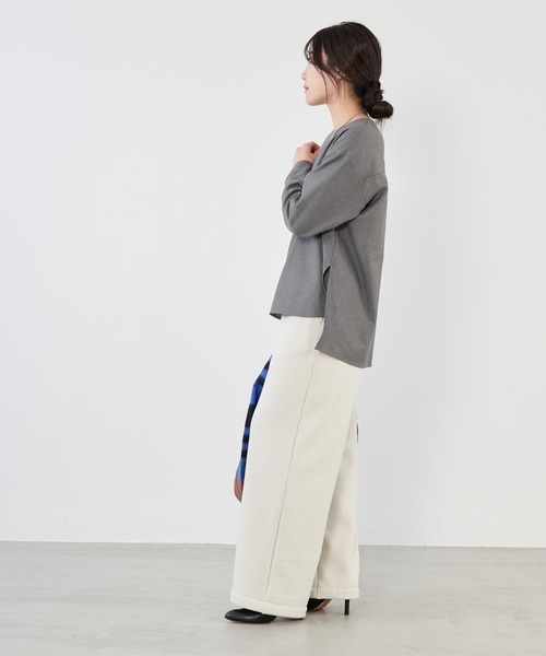 MICA&DEAL(マイカ&ディール)の「ボートネック裏起毛ブラウス〈セットアップ対応〉(シャツ/ブラウス・レディース・ライトベージュ/ブラック/グレー・FREE)」の11枚目の写真