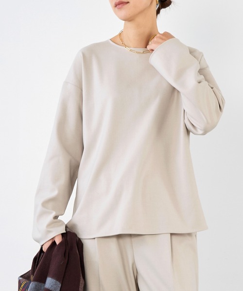 MICA&DEAL(マイカ&ディール)の「ボートネック裏起毛ブラウス〈セットアップ対応〉(シャツ/ブラウス・レディース・ライトベージュ/ブラック/グレー・FREE)」の15枚目の写真