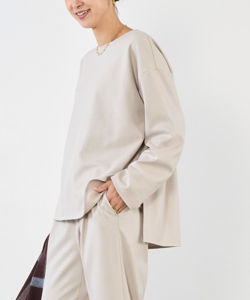 MICA&DEAL(マイカ&ディール)の「ボートネック裏起毛ブラウス〈セットアップ対応〉(シャツ/ブラウス・レディース・ライトベージュ/ブラック/グレー・FREE)」の16枚目の写真