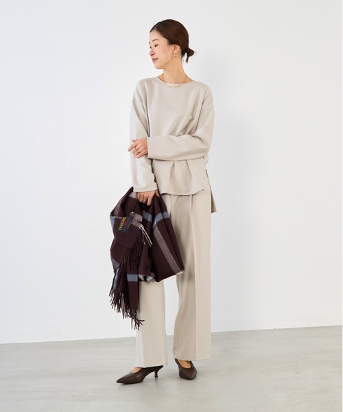 MICA&DEAL(マイカ&ディール)の「ボートネック裏起毛ブラウス〈セットアップ対応〉(シャツ/ブラウス・レディース・ライトベージュ/ブラック/グレー・FREE)」の19枚目の写真