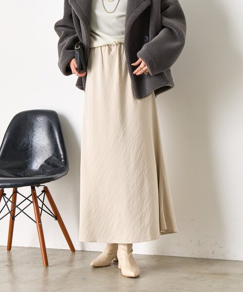 Jena espace merveilleux(ジェナ エスパスメルヴェイユ)の「【ウエストゴム/楽チン】ワッシャーツイルロングスカート(スカート・レディース・チャコールグレー/イエロー/ベージュ・FREE)」の3枚目の写真