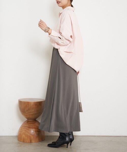 Jena espace merveilleux(ジェナ エスパスメルヴェイユ)の「【ウエストゴム/楽チン】ワッシャーツイルロングスカート(スカート・レディース・チャコールグレー/イエロー/ベージュ・FREE)」の5枚目の写真