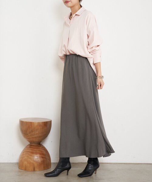 Jena espace merveilleux(ジェナ エスパスメルヴェイユ)の「【ウエストゴム/楽チン】ワッシャーツイルロングスカート(スカート・レディース・チャコールグレー/イエロー/ベージュ・FREE)」の7枚目の写真