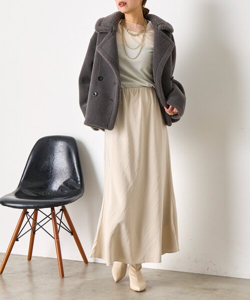 Jena espace merveilleux(ジェナ エスパスメルヴェイユ)の「【ウエストゴム/楽チン】ワッシャーツイルロングスカート(スカート・レディース・チャコールグレー/イエロー/ベージュ・FREE)」の17枚目の写真