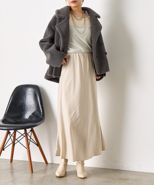 Jena espace merveilleux(ジェナ エスパスメルヴェイユ)の「【ウエストゴム/楽チン】ワッシャーツイルロングスカート(スカート・レディース・チャコールグレー/イエロー/ベージュ・FREE)」の18枚目の写真