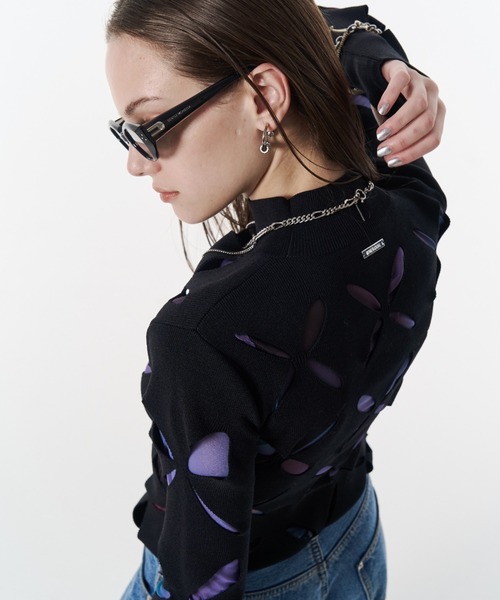 JOSE MOON（ジョゼムーン）の「LACE KNITTING TOP/レースカッティング  