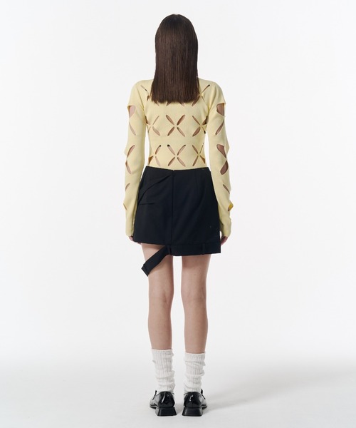 JOSE MOON(ジョゼムーン)の「LACE KNITTING TOP/レースカッティングトップス(ニット/セーター・レディース・ホワイト/イエロー系その他/サックスブルー/ブラック・FREE)」の18枚目の写真