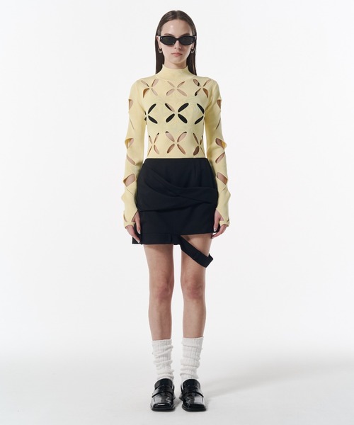 JOSE MOON(ジョゼムーン)の「LACE KNITTING TOP/レースカッティングトップス(ニット/セーター・レディース・ホワイト/イエロー系その他/サックスブルー/ブラック・FREE)」の16枚目の写真