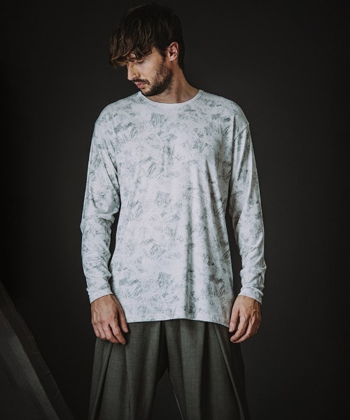 NO ID.(ノーアイディ)の「mlt5538-UnevenプリントテレコPO プルオーバー(458006-403T)(Tシャツ/カットソー・メンズ・ホワイト/ブラック・ONE SIZE)」の17枚目の写真