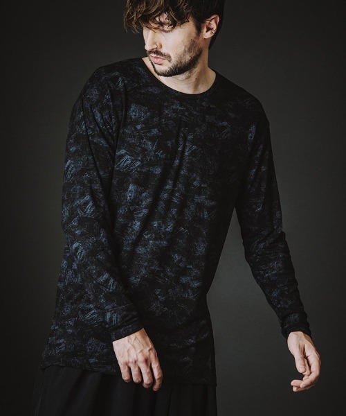 NO ID.(ノーアイディ)の「mlt5538-UnevenプリントテレコPO プルオーバー(458006-403T)(Tシャツ/カットソー・メンズ・ホワイト/ブラック・ONE SIZE)」の19枚目の写真