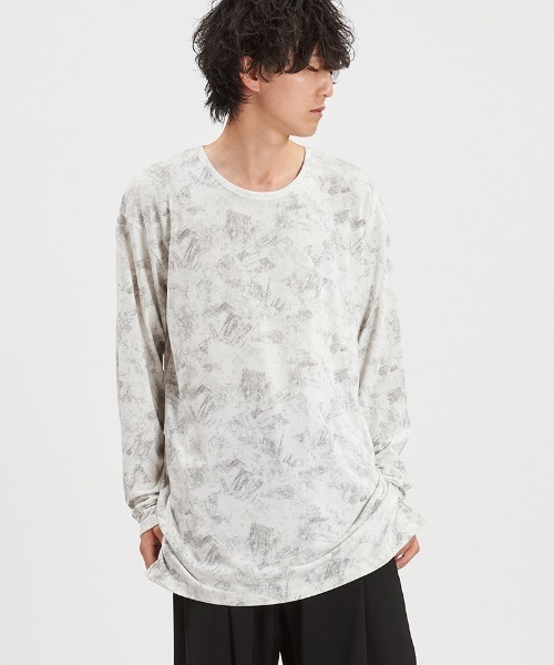 NO ID.(ノーアイディ)の「mlt5538-UnevenプリントテレコPO プルオーバー(458006-403T)(Tシャツ/カットソー・メンズ・ホワイト/ブラック・ONE SIZE)」の20枚目の写真