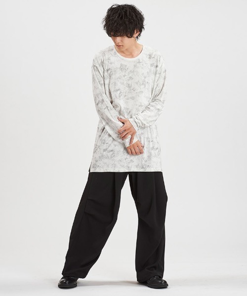 NO ID.(ノーアイディ)の「mlt5538-UnevenプリントテレコPO プルオーバー(458006-403T)(Tシャツ/カットソー・メンズ・ホワイト/ブラック・ONE SIZE)」の21枚目の写真